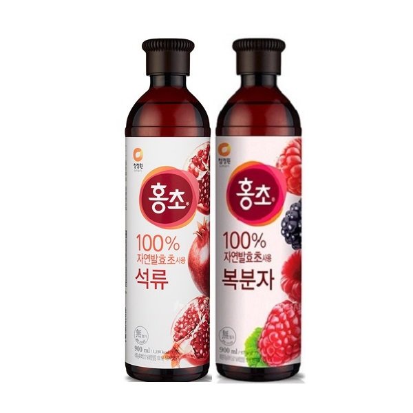 Giấm uống Hongcho ChungJungOne 900ml - Nước lựu / Phúc bồn tử - 청정원 홍초 - Nước giải khát tốt cho sức khỏe - Nội địa HQ