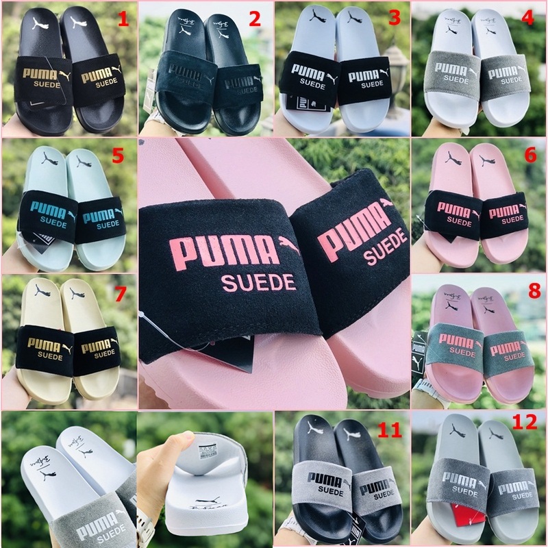 Dép unisex 𝐌𝐋𝐁 𝐏𝐔𝐌𝐀 ❤️FREESHIP + Hộp❤️ dép mlb bóng chày quai ngang thể thao nữ in PUMA Da Lộn, đế ip siêu bền, lót dày