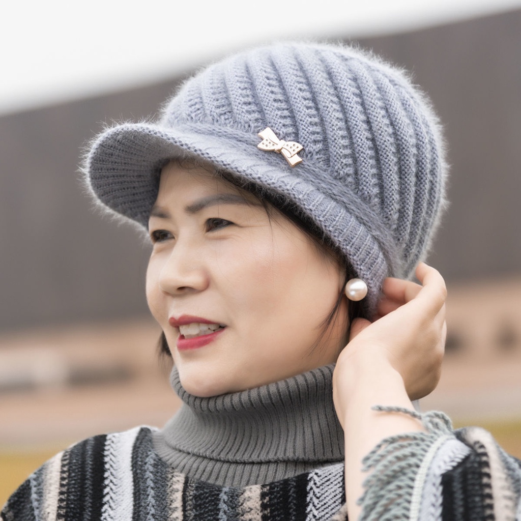 Mũ Len Trùm Đầu Thời Trang Thu Đông Cho Phụ Nữ Trung Niên