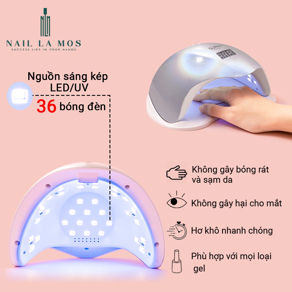 Máy hơ gel SUN 5 Plus tráng gương cầu vồng 48W 36 bóng đèn (bảo hành 6 tháng)