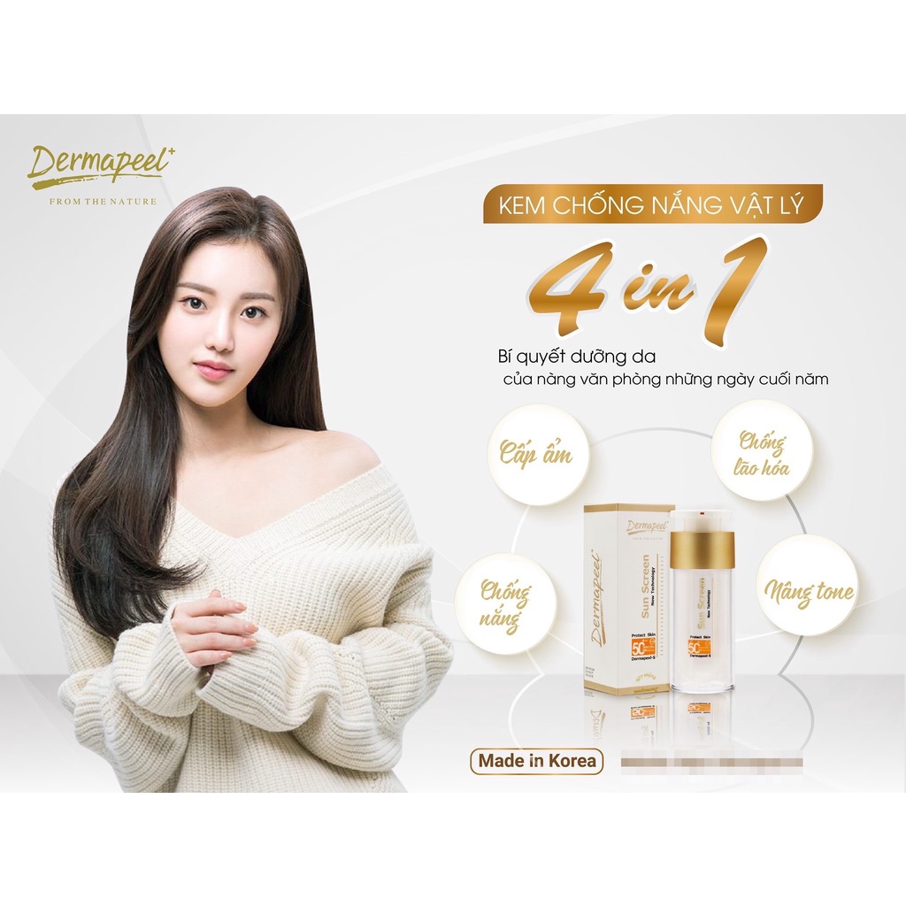 KEM CHỐNG NẮNG NÂNG TÔNG - KEM CHỐNG NẮNG VẬT LÝ DƯỠNG DA SAU LĂN KIM - PHI KIM - NGỪA MỤN - PEEL DA DERMAPEEL SPF50+