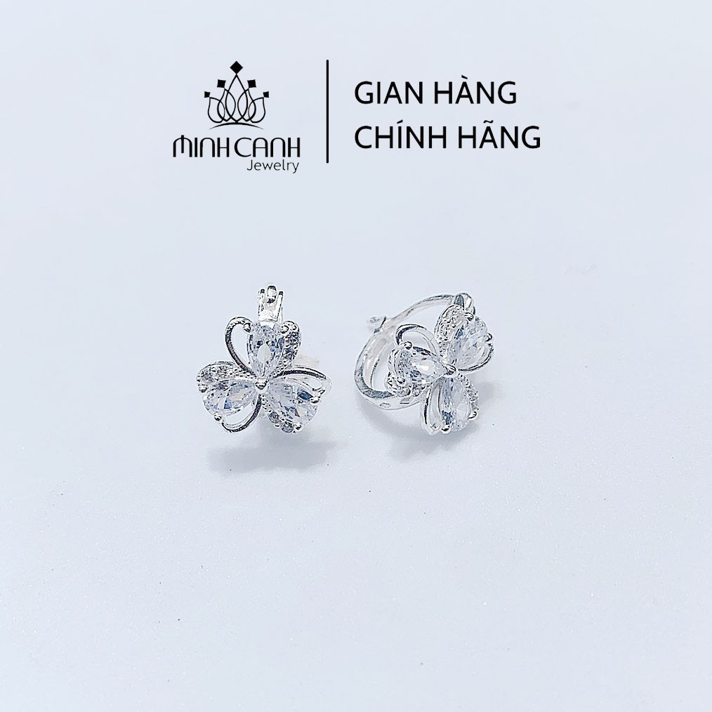 Bông Tai Bạc Bấm 3 Đá - Minh Canh Jewelry