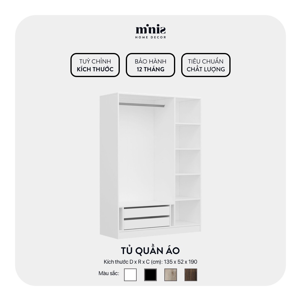 Tủ Quần Áo Gỗ Công Nghiệp Walk in Closet