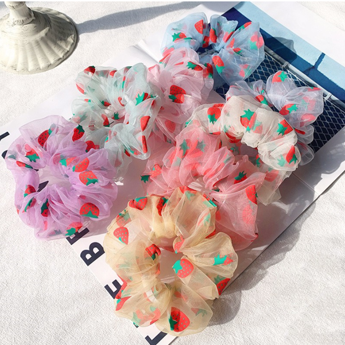 Vòng buộc tóc vải organza ruột lớn thời trang thu hè