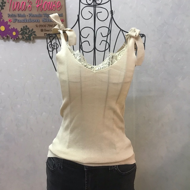 Áo thun montoghi cột nơ phối ren Scd giá 60k