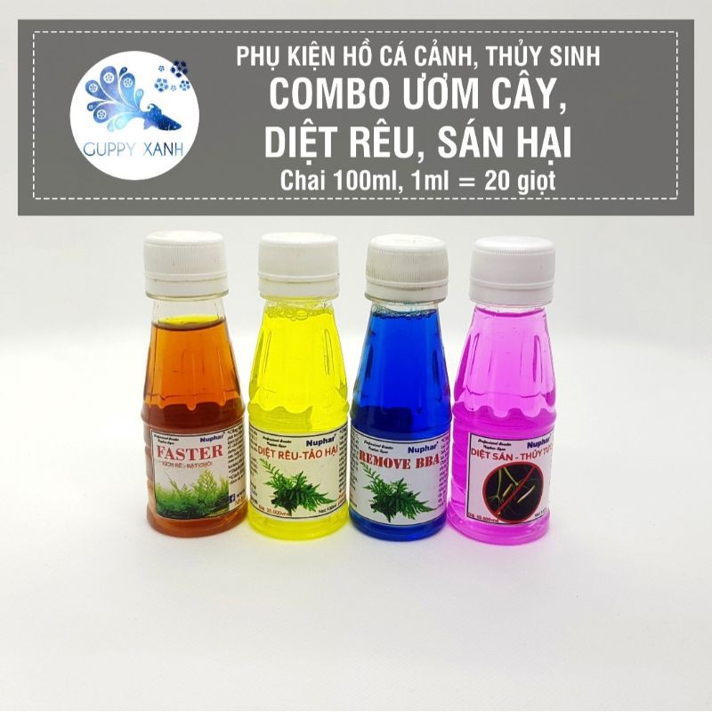 BỘ BA DIỆT RÊU NUPHAR - RÊU BBA - RÊU TÓC - RÊU HẠI - THUỐC DIỆT RÊU HẠI HỒ THUỶ SINH - Guppy Xanh