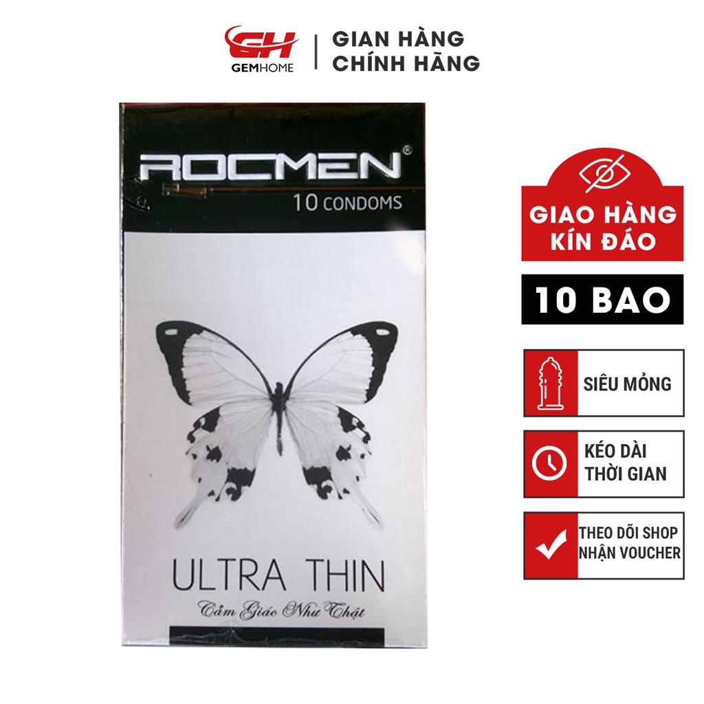 Bao cao su rocmen trắng siêu mỏng hộp 10 chiếc GEMHOME