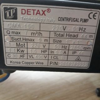 Máy Bơm Ly Tâm Detax CMA 150 ( 1.1kw)