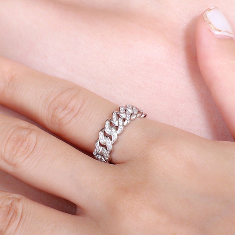 Nhẫn Đính Đá Zircon 7mm Phong Cách Hiphop Cho Nam Và Nữ