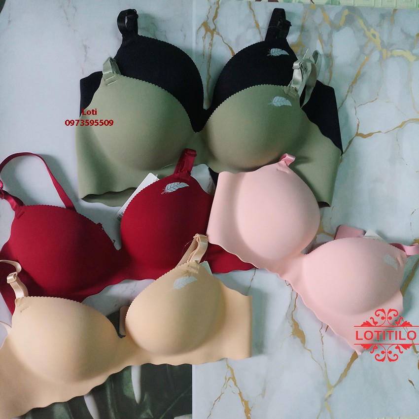 Áo lot nữ, áo ngực su đúc nâng ngực hình bàn tay, áo lót không gọng, đêm dày 2.5cm, quả tròn ôm ngực họa tiết lông vũ | BigBuy360 - bigbuy360.vn