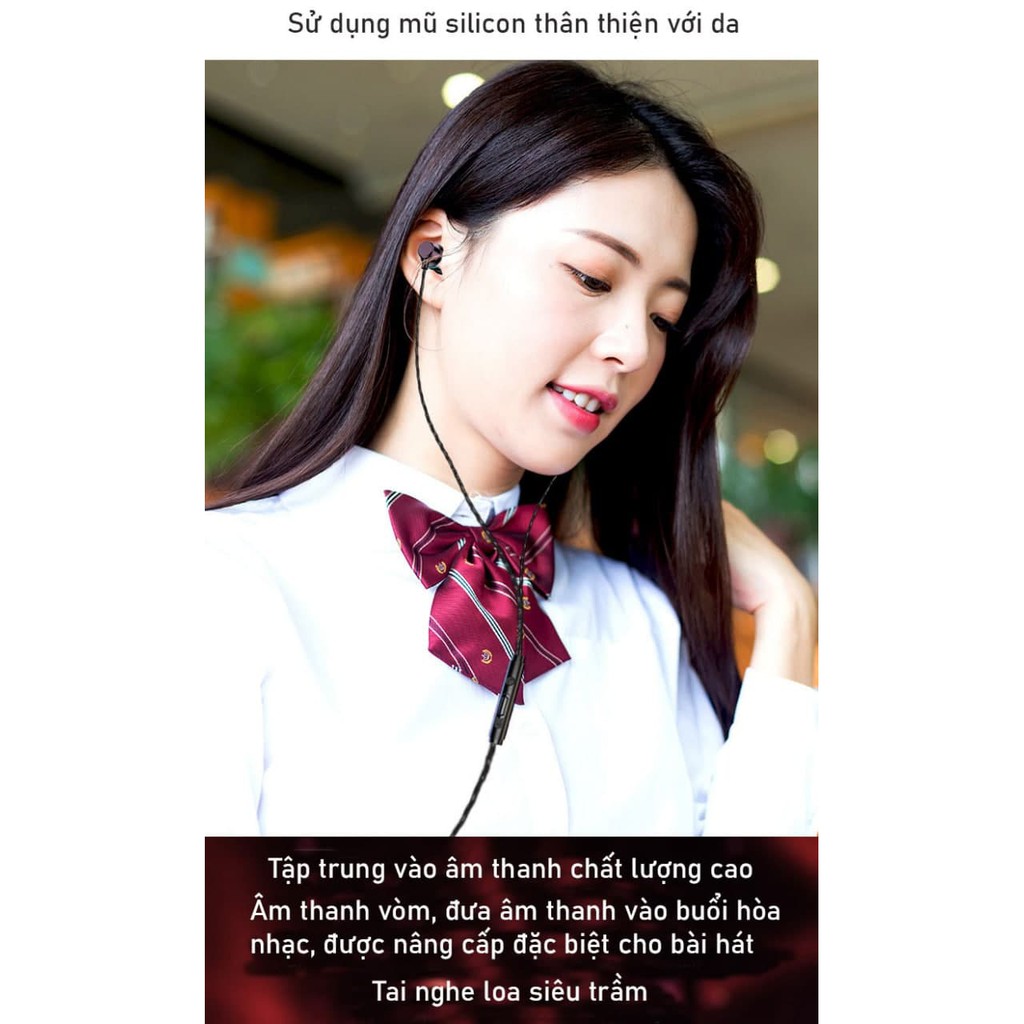 Tai nghe nhét tai chính hãng DKB kiểu dáng thể thao giắc cắm 3.5mm tích hợp microphone