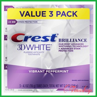 Kem đánh răng crest 3D  ❤ FREESHIP ❤ Crest 3D White Brilliance 116gr hộp nguyên tem – Kem trắng răng crest
