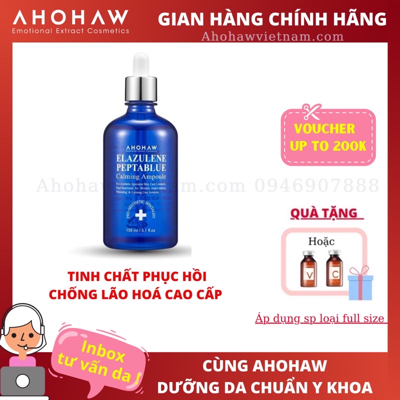 [Chính hãng]Serum AHohaw All in one Elazulene Peptablue ( Tặng 1 lọ tế bào gốc khi mua chai full)