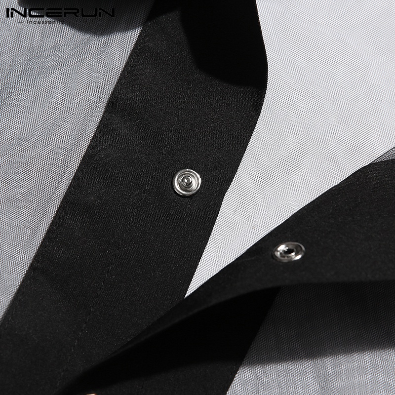 Áo sơ mi nam INCERUN chất liệu lưới xuyên thấu tay dài cổ bẻ thời trang