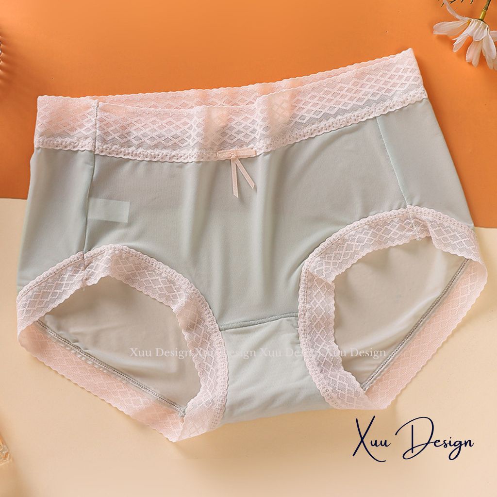 Quần lót nữ Wexuu Design vải su lạnh cao cấp, tông màu pastel phối viền ren ngọt ngào nữ tính -QC118
