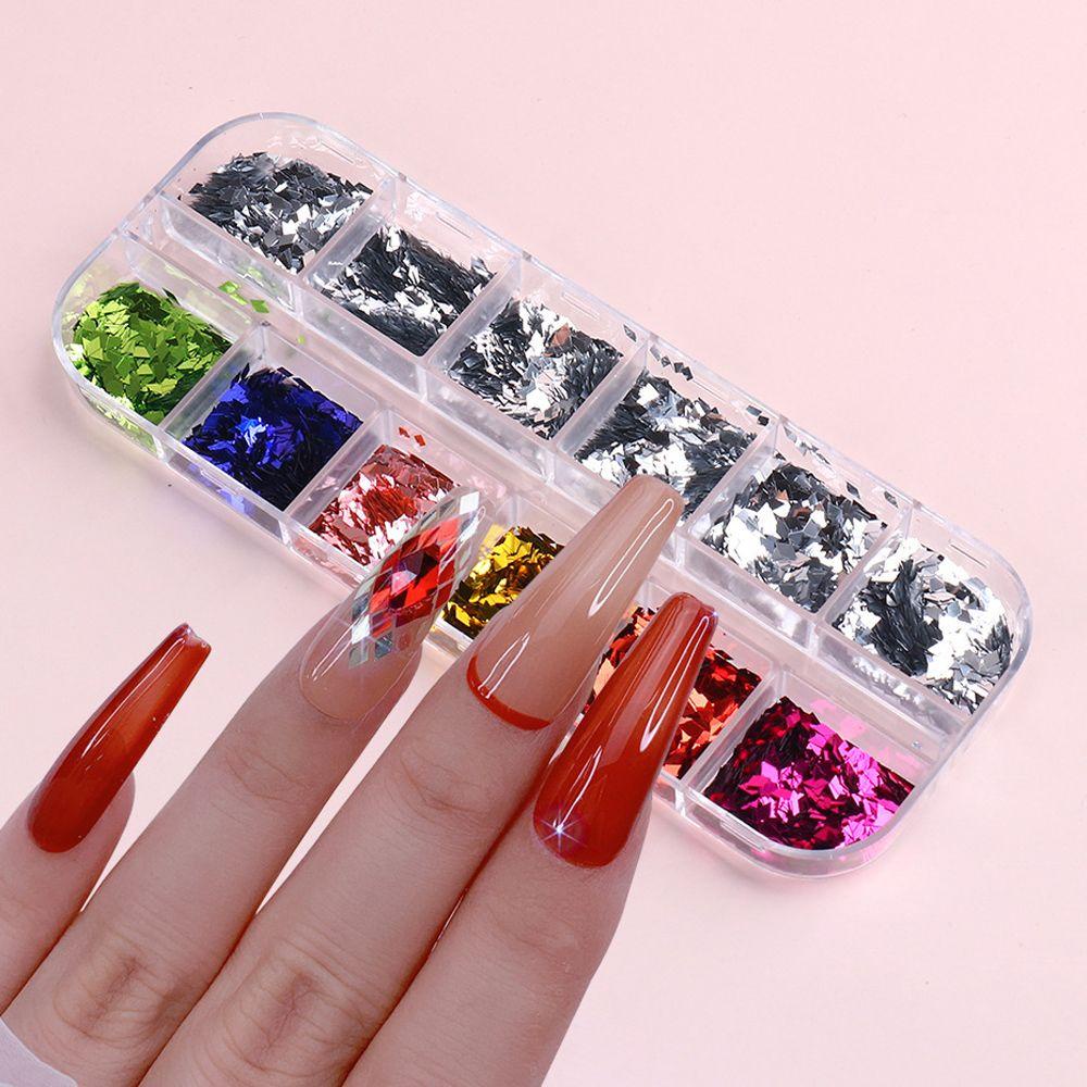 Hộp Kim Tuyến Hình Vuông Nhiều Màu Lấp Lánh Trang Trí Móng Nghệ Thuật