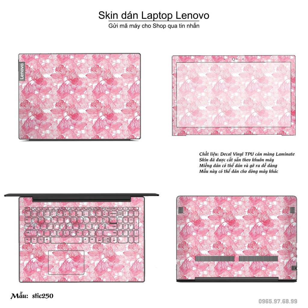 Skin dán Laptop Lenovo in hình hoa hồng stic250 (inbox mã máy cho Shop)