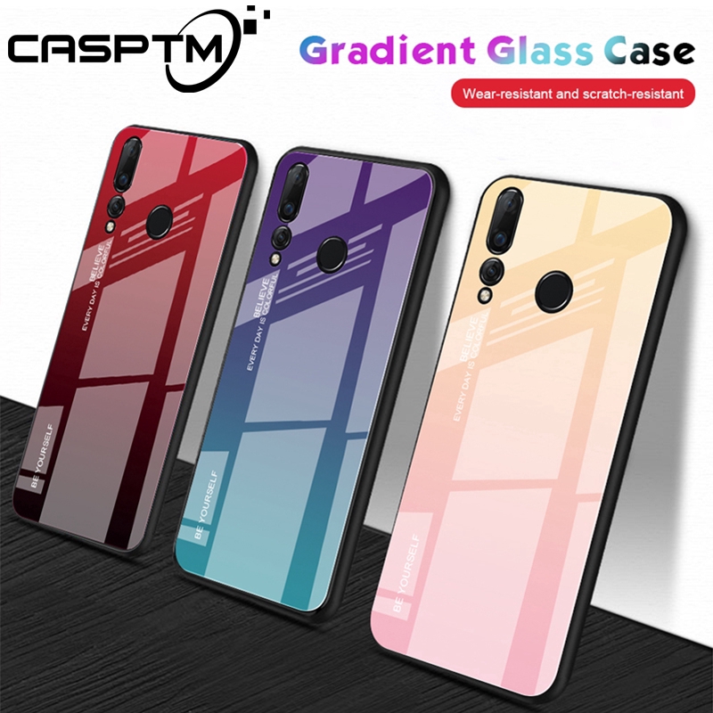 Ốp lưng kính cường lực màu Gradient cho Huawei Nova 4 P30 Pro Lite Y9 Prime 2019 Honor 10 lite