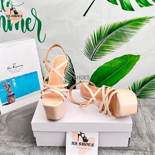 Giày cao gót Hoa Hậu đế đúp quai chéo 6 dây sang trọng, thời trang, cá tính 16cm - NS2201