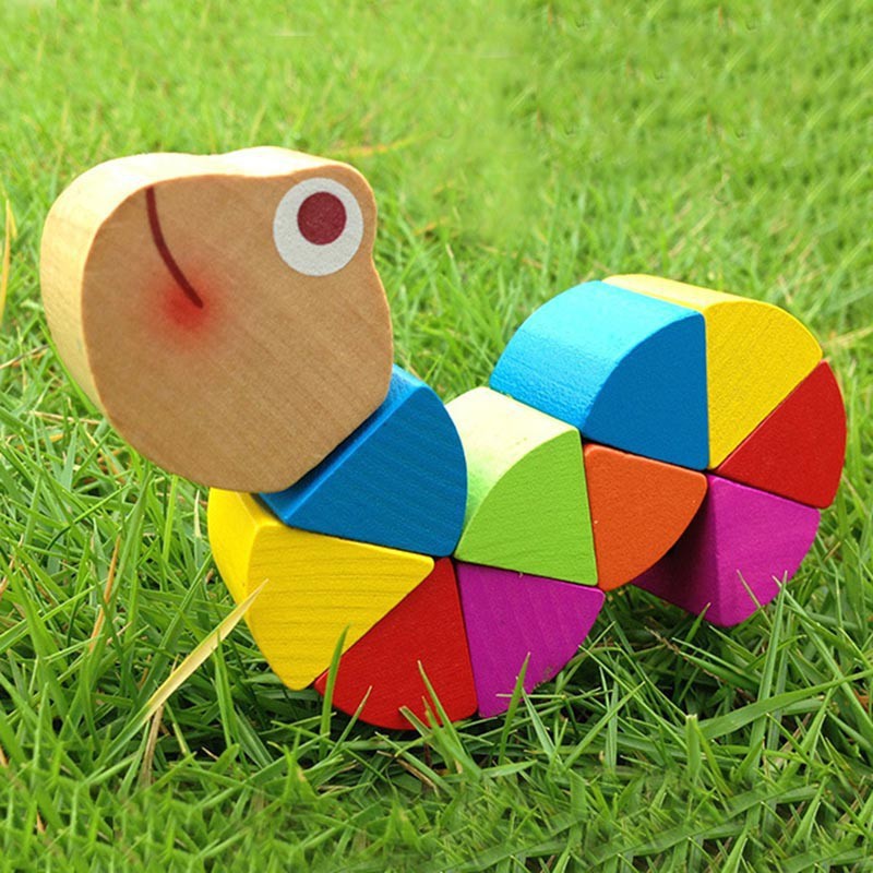 Đồ chơi bằng gỗ hình côn trùng nhiều màu sắc dễ thương cho trẻ em