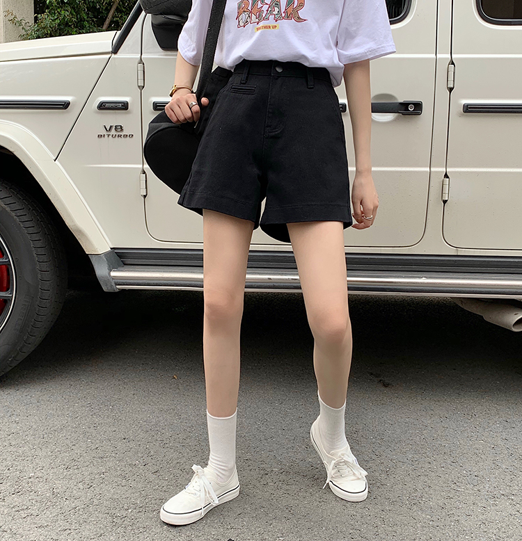 Quần short denim lưng cao 42244 đơn giản dễ phối đồ