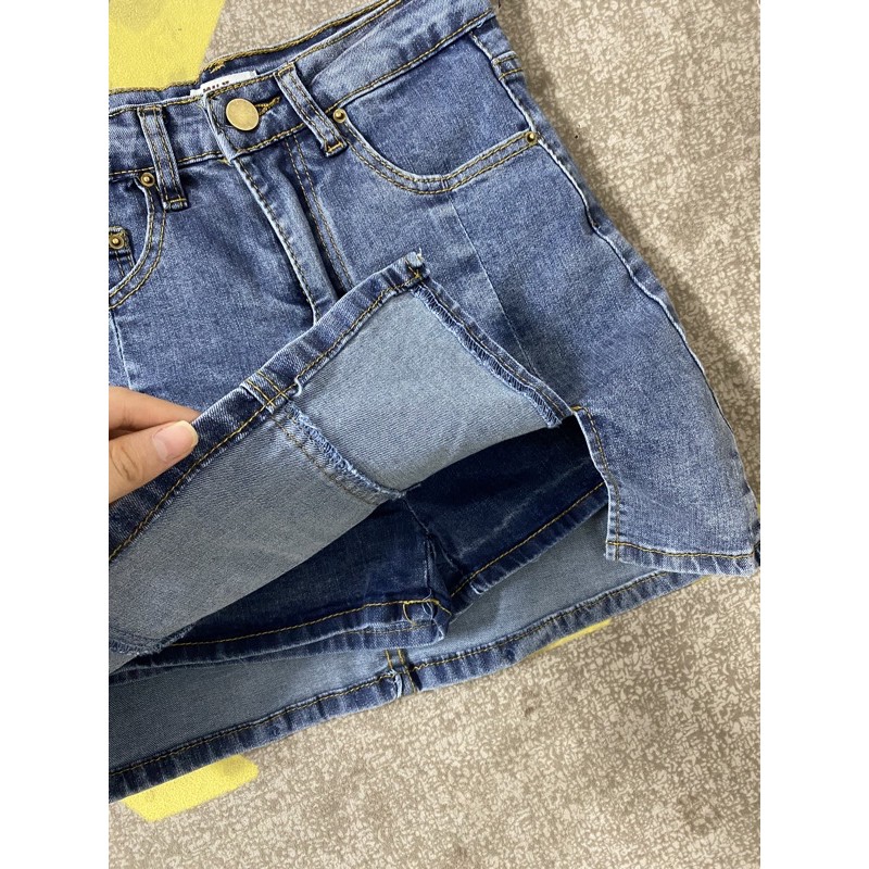 (SẴN) Chân váy jean ngắn xẻ loại dày đẹp | BigBuy360 - bigbuy360.vn