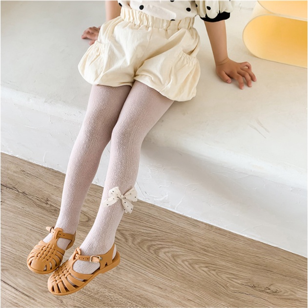 Quần tất trẻ em, tất trẻ em, tất trẻ em, tất lưới chống muỗi thời trang mùa hè cho bé gái, quần tất lưới ống dài trẻ em có nơ