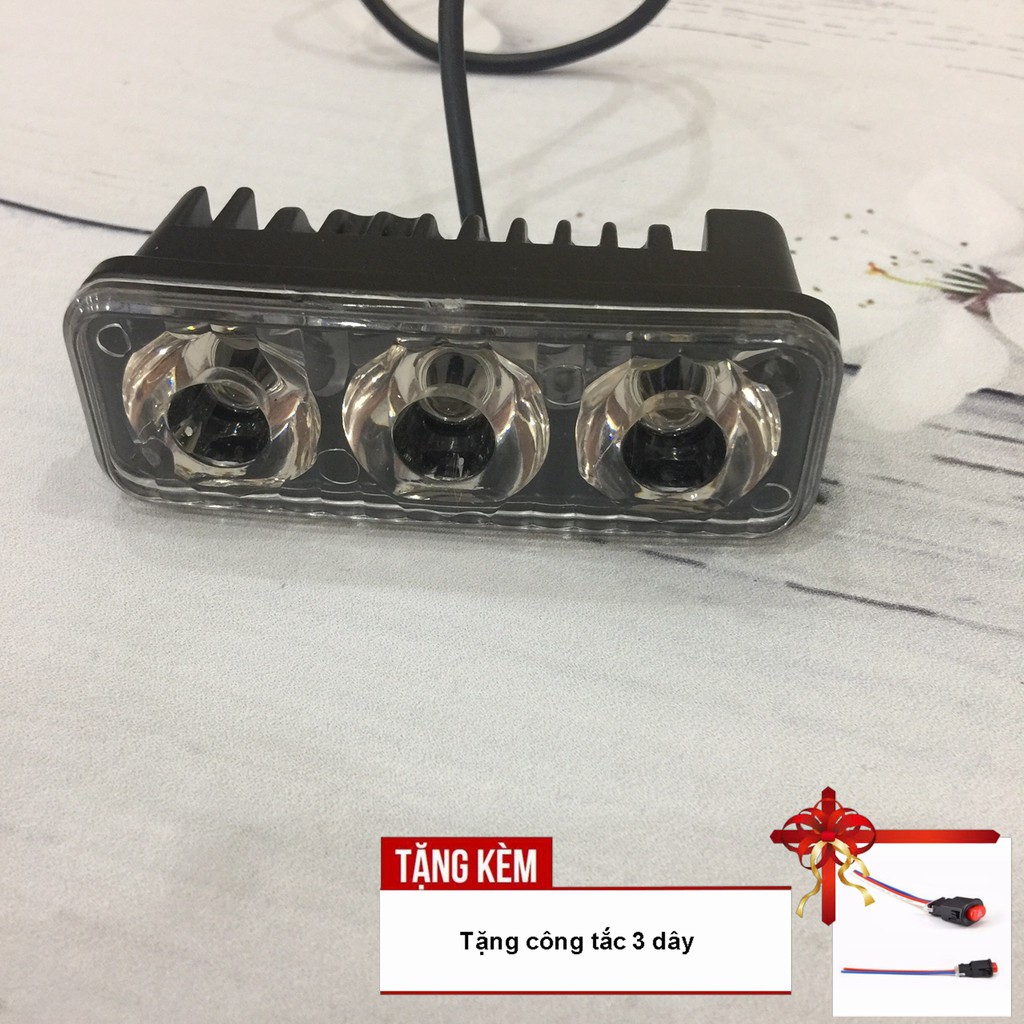 Đèn LED trợ sáng C3 cho xe máy siêu sáng A225-KCT - Tặng kèm công tắc 3 dây chuyển đổi