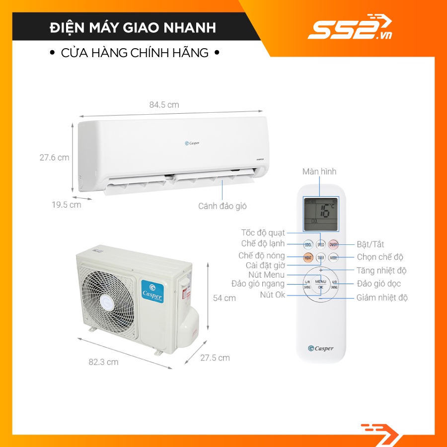 [Miễn Phí Lắp Đặt TP.HCM]Máy lạnh Casper Inverter  SC-12FS32-Hàng Chính Hãng