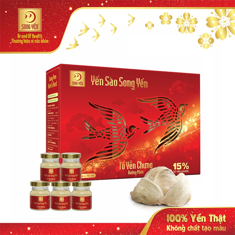 Tổ Yến Chưng Đường Phèn Song Yến 15% - (Lốc 5 lọ x 70ml)