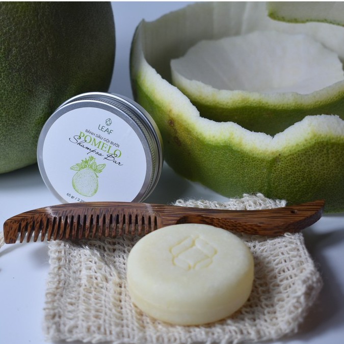 Bánh dầu gội Bưởi LEAF kích thích mọc tọc giảm tóc rụng