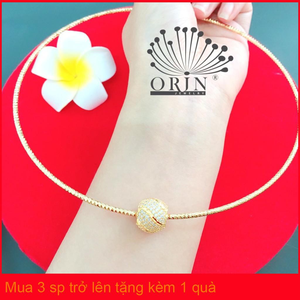 Kiềng cổ dạng nhuyễn bền màu mặt charm tròn khía nhỏ đính đá thiết kế cao cấp Orin D4311