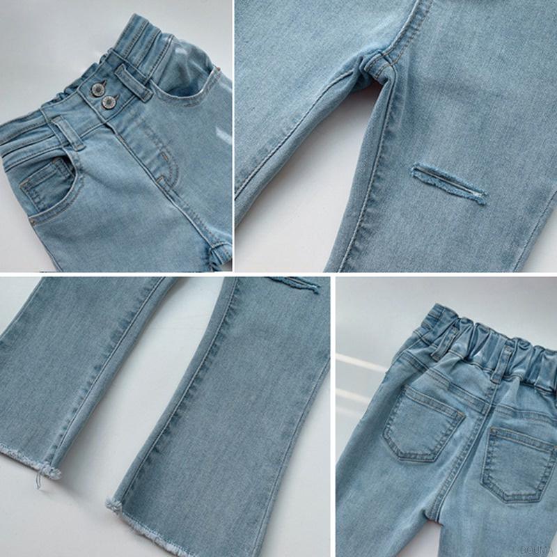 Quần Jeans lưng cao ống loe cho bé gái đáng yêu