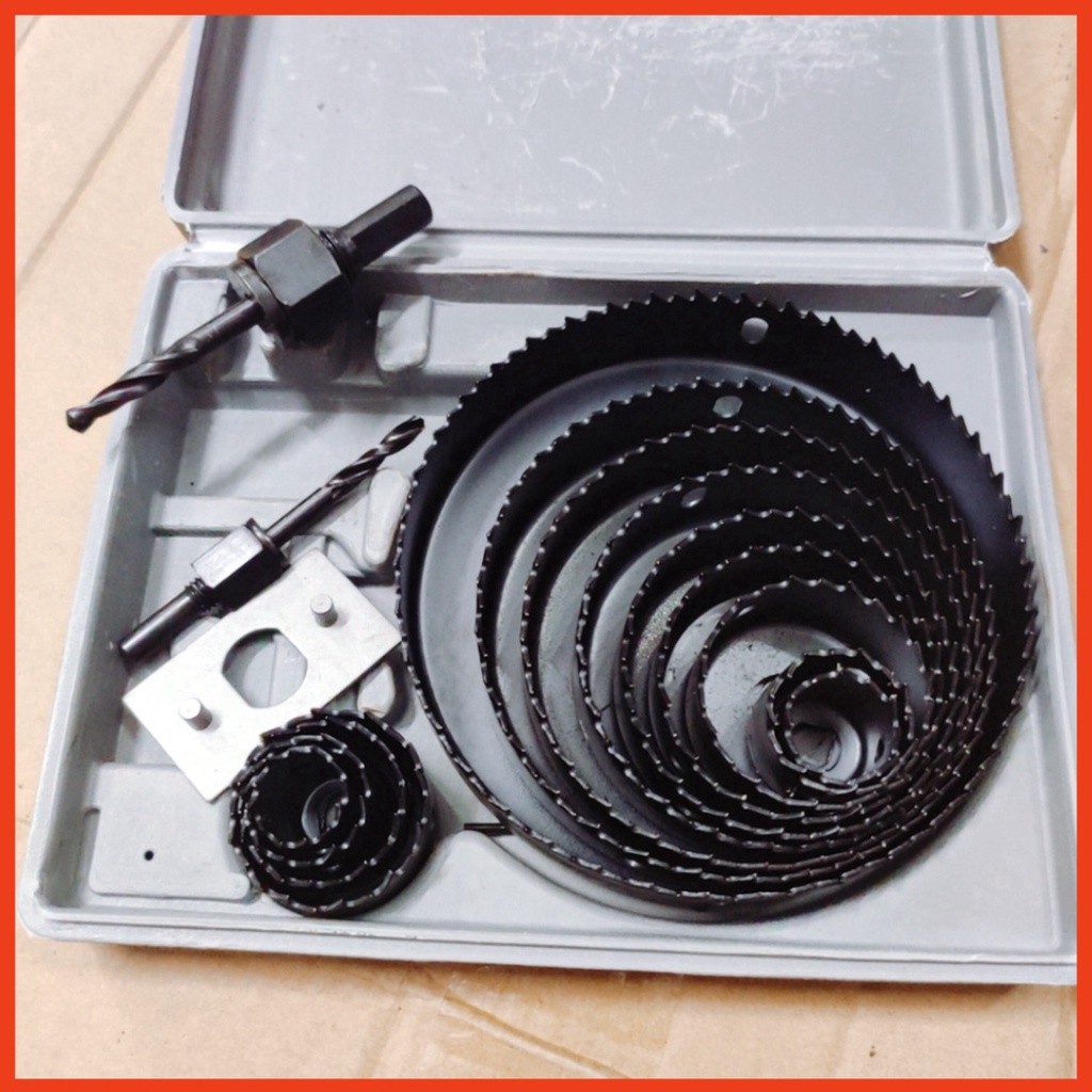 Bộ khoét đa năng 16 chi tiết xám, Khoét Lỗ Thùng Loa, Lỗ Đèn Thạch Cao