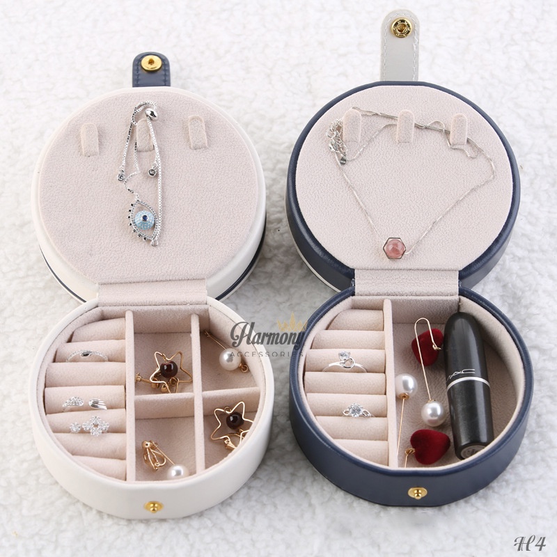 Hộp đựng trang sức mini Da TPU, hộp đựng phụ kiện dáng tròn | HARMONY ACCESSORIES H4