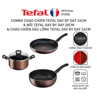 Combo Chảo chiên Tefal Day By Day 24cm & Nồi 20cm & Chảo chiên sâu lòng 24cm
