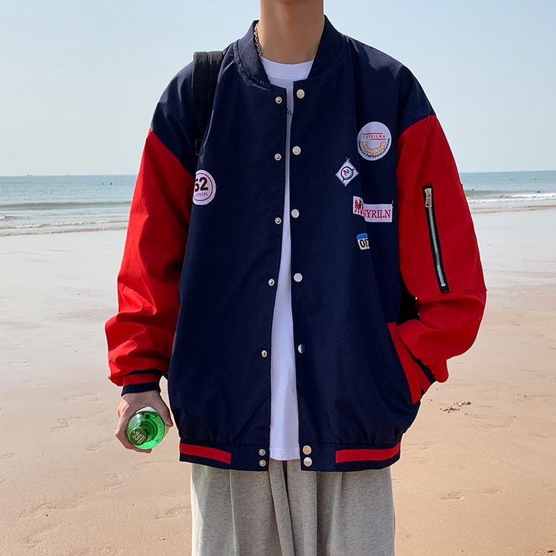 Áo khoác Bomber bóng chày unisex phong cách Hàn Quốc, Áo Bomber Varsity Jacket học sinh hottrend