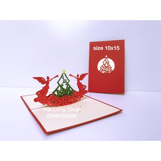 Cây Thông 19 ( 2 thiên thần ) - Noel - Thiệp 3D