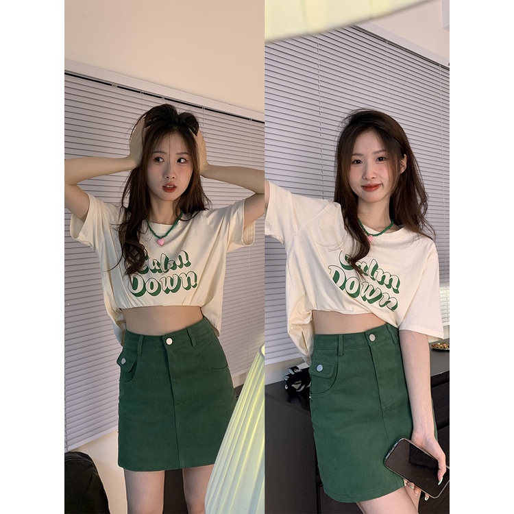 Áo Thun Nữ Ngắn Tay Cổ Tròn In Chữ Thời Trang