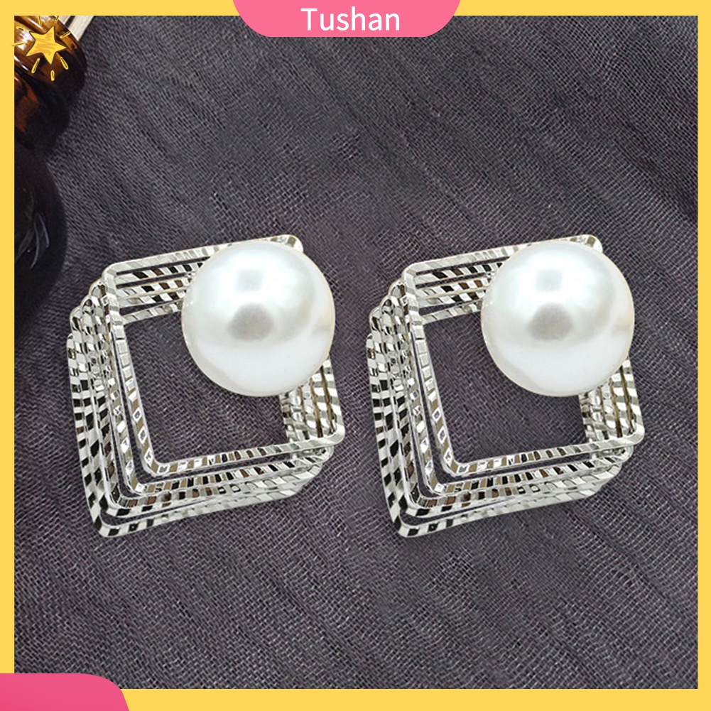 Đôi khuyên tai nhiều tầng đính ngọc trai giả thời trang cho nữ