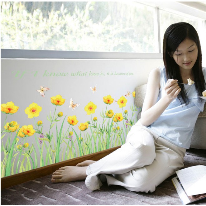 Decal trang trí chân tường Hoa Cúc Vàng