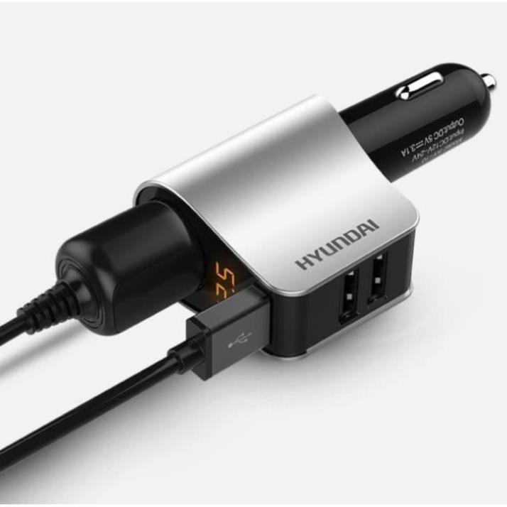 Tẩu sạc-Tẩu Sạc Nhanh ô tô, xe hơi Hyundai Chính Hãng Gồm 1 Tẩu Tròn  - Có đèn led báo điện áp ac quy
