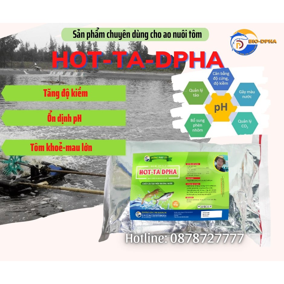Chế phẩm sinh học – Khoáng – HOTTA DPHA Giúp Tăng Độ Kiềm Trong Nước Ao, Ổn Định Độ Ph, Cải Tạo Môi Trường Nước Bao 10kg