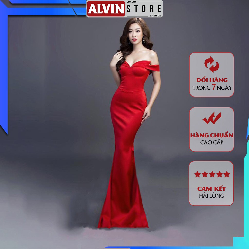 Đầm Dạ Hội Đuôi Cá Ôm Body Thiết Kế Cúp Ngực Trễ Vai Alvin Store 0613 NoBrand