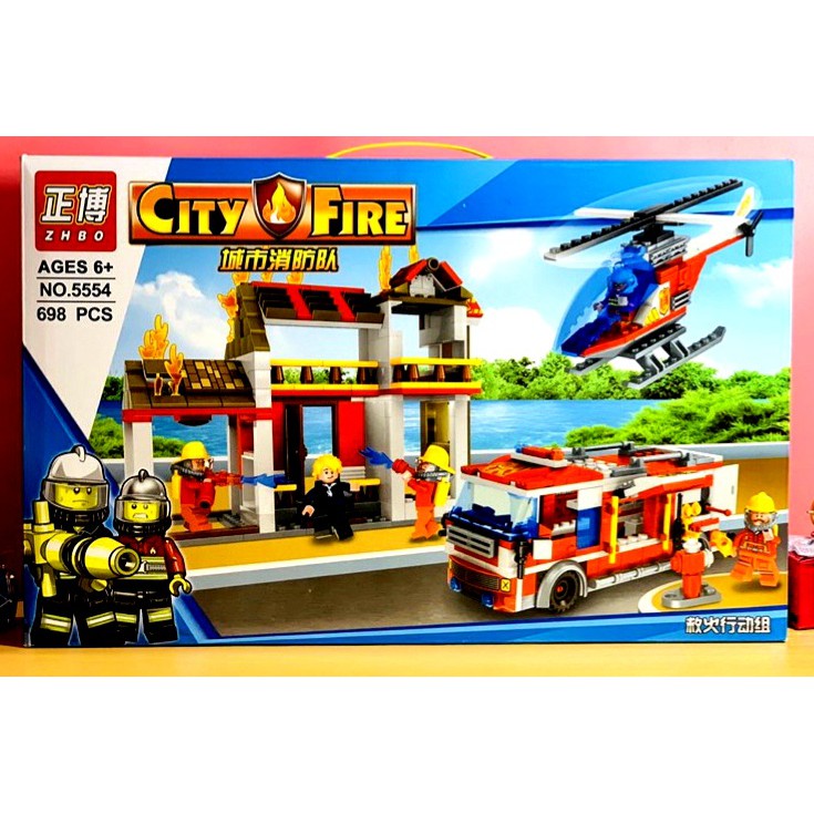 Lắp ráp xếp hình lego city 5554 : Xe cứu hỏa chữa cháy nhà hàng 698 mảnh