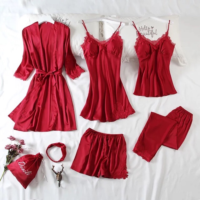 Sét bộ ngủ lụa 7 món cao cấp (Hàng Order)