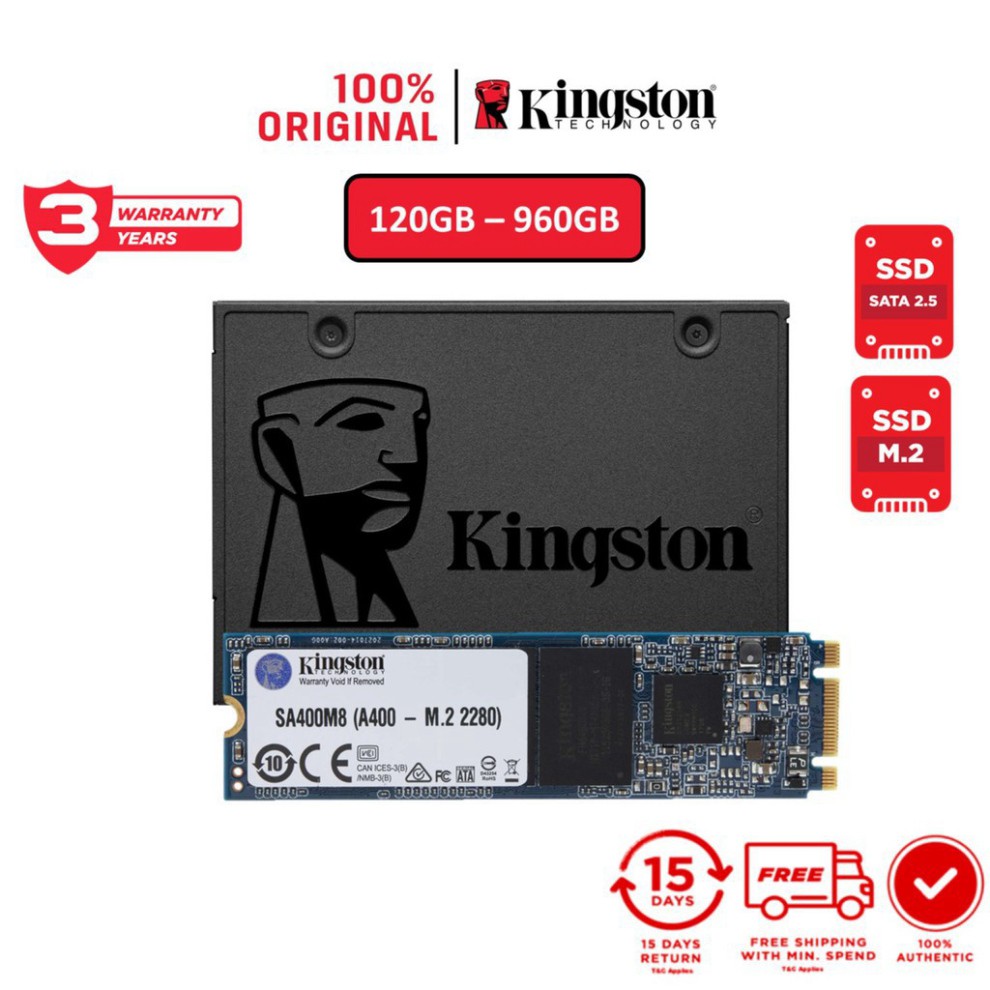 Ổ cứng SSD Kingston A400 240Gb 2.5&quot; SATA 3.0 6Gb/giây (SA400S37/240G) Hàng chính hãng