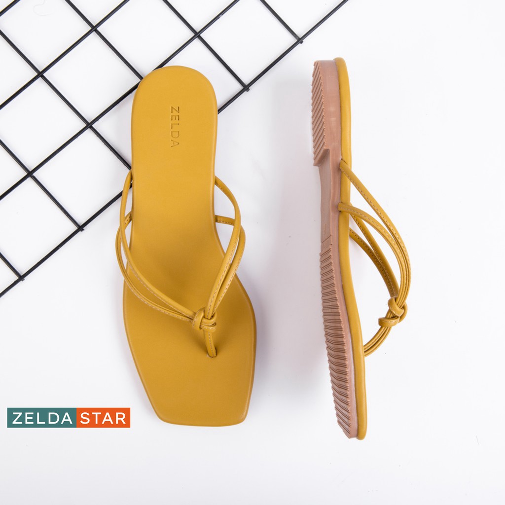 Dép xẹp nữ Zelda Star xỏ ngón quai thắt đế 1cm - DX0271020