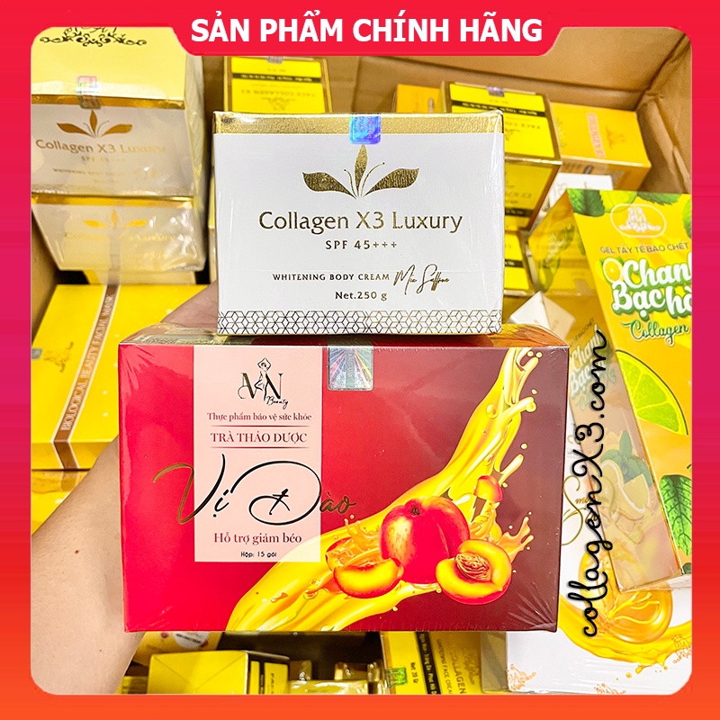 Combo Trà Giảm Cân MN Group + Kem Body Collagen X3 Luxury Mỹ Phẩm Đông Anh