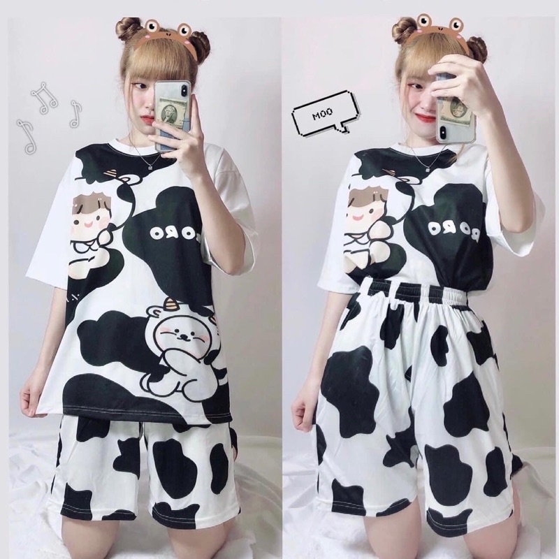 Set Cartoon Short Đùi-OverTee 3D Ảnh Thật